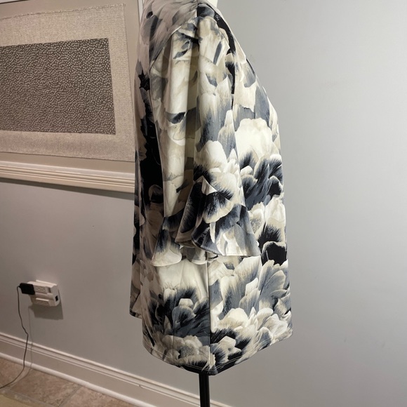 Calvin Klein Blouses M Piped Bell Short Sleeve Round Slit Hem Relax Fit - Picture 3 of 14